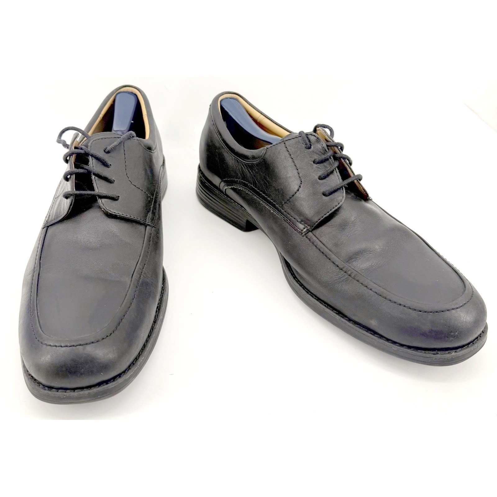 Johnston & Murphy Samford Leather Dress Shoes Mens 11 Black Apron Toe Oxford